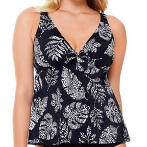 Swim solution leaves underwire tankini swim top